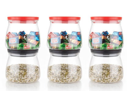 Matka Shaped Jar With Air Tight  Leak Proof Lid (Multicolour) (Set Of 6) (900ml)