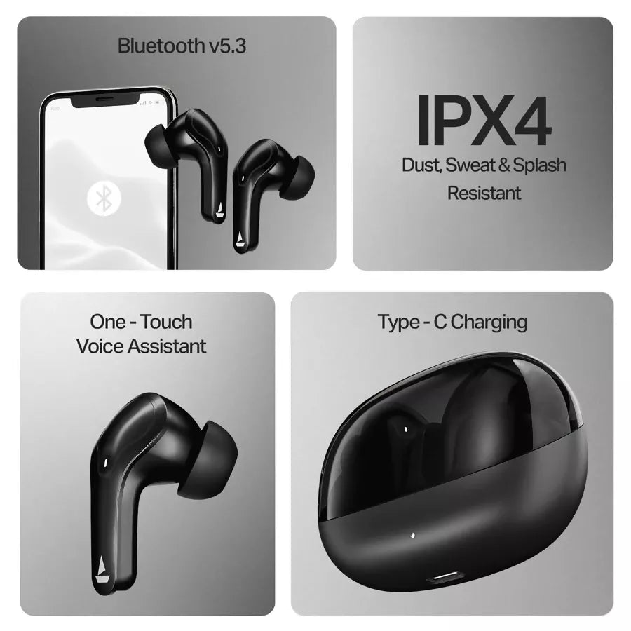 boAt Airdopes Plus 311 TWS Earbuds with 50H Playback, ENx™ Noise Cancellation, ASAP™ Fast Charging, Bluetooth v5.3, Low Latency Mode