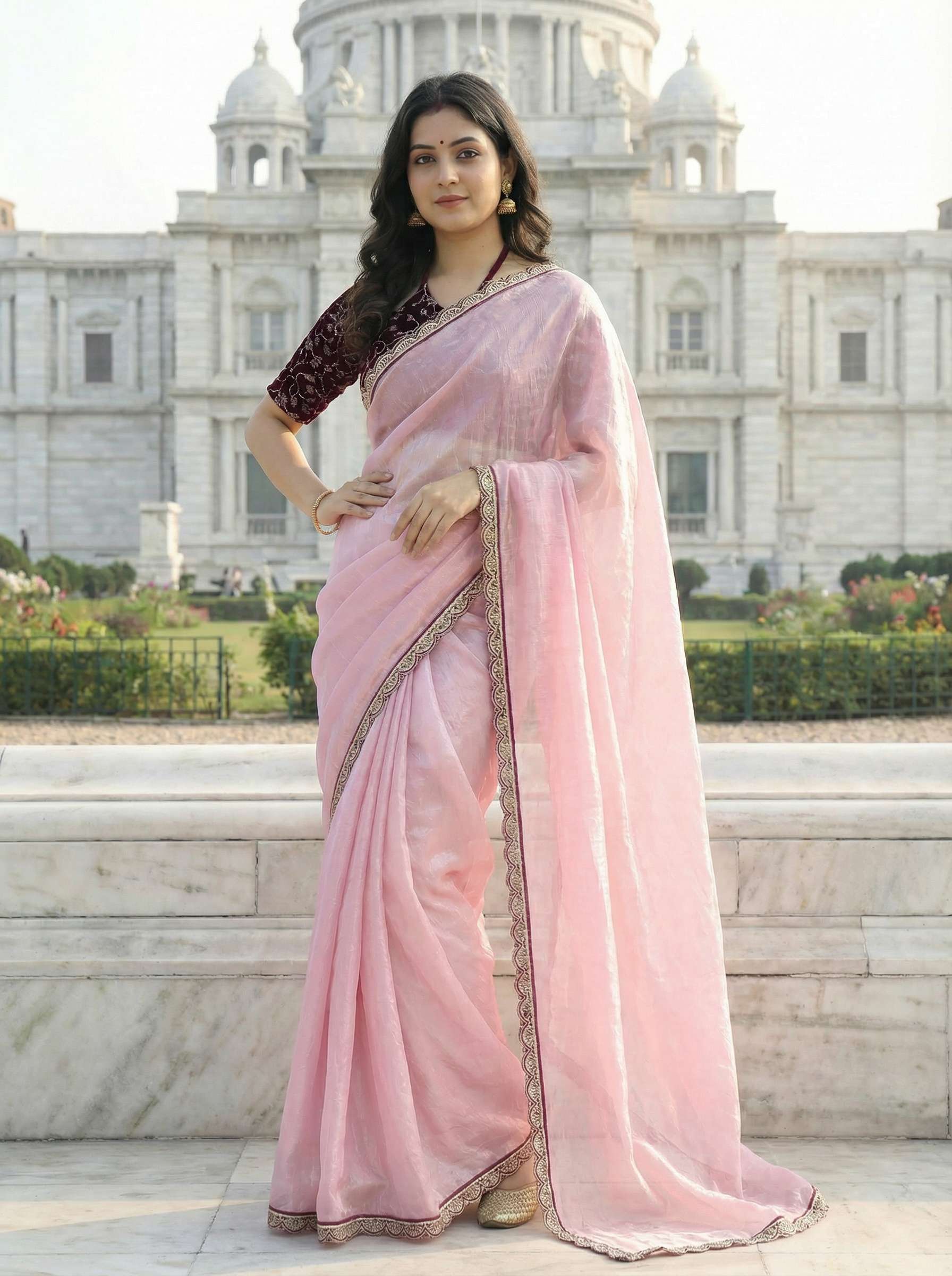 Premium Fendy Silk Saree With Unstitch Velvet Blouse