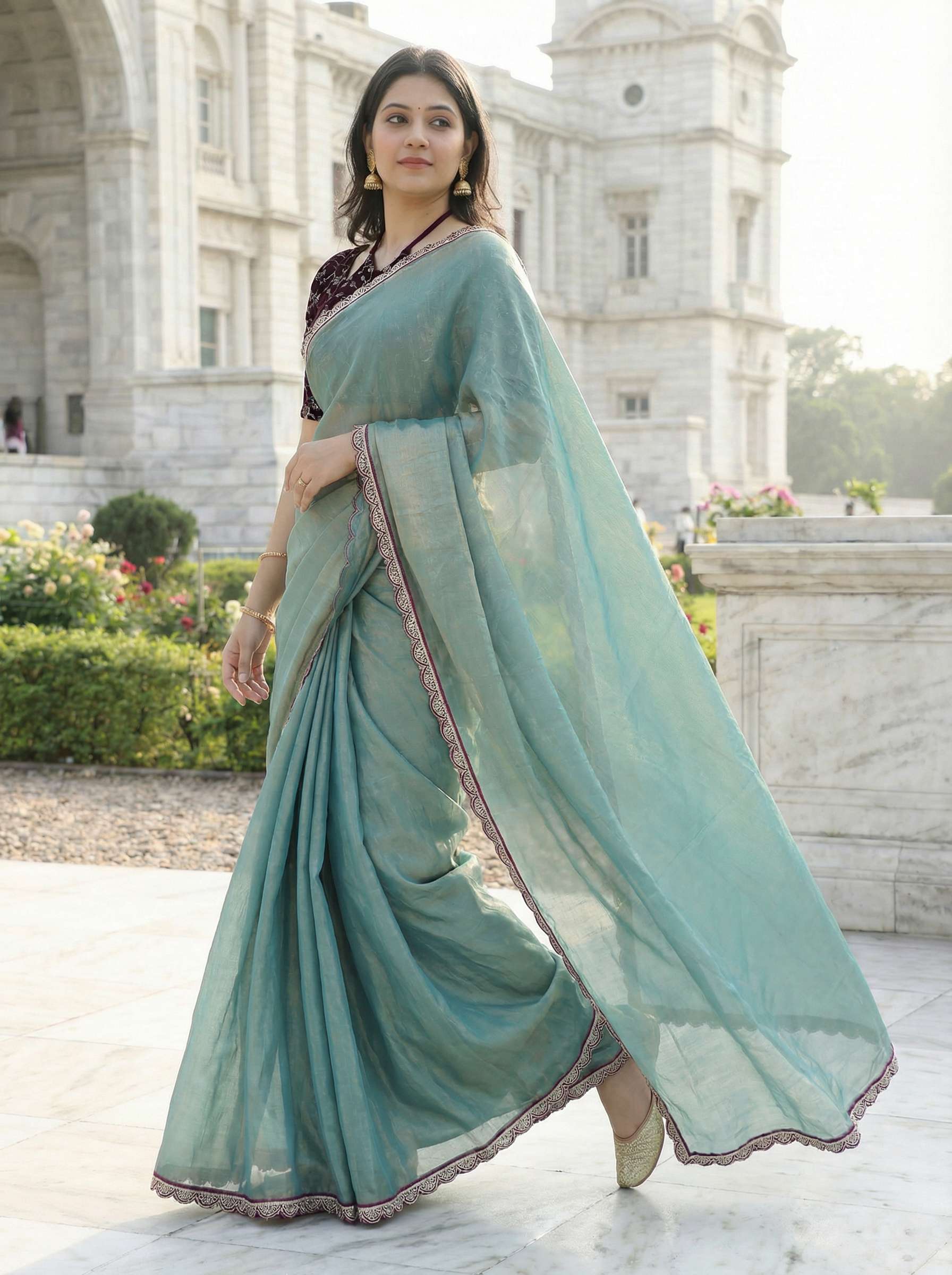 Premium Fendy Silk Saree With Unstitch Velvet Blouse