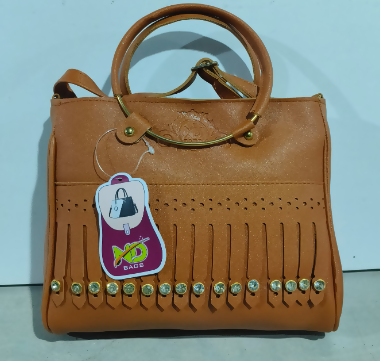 Stylish Tan Hand Bag with Fringe and Gold for Women (TPT) NATIONALBAGS & BELTS