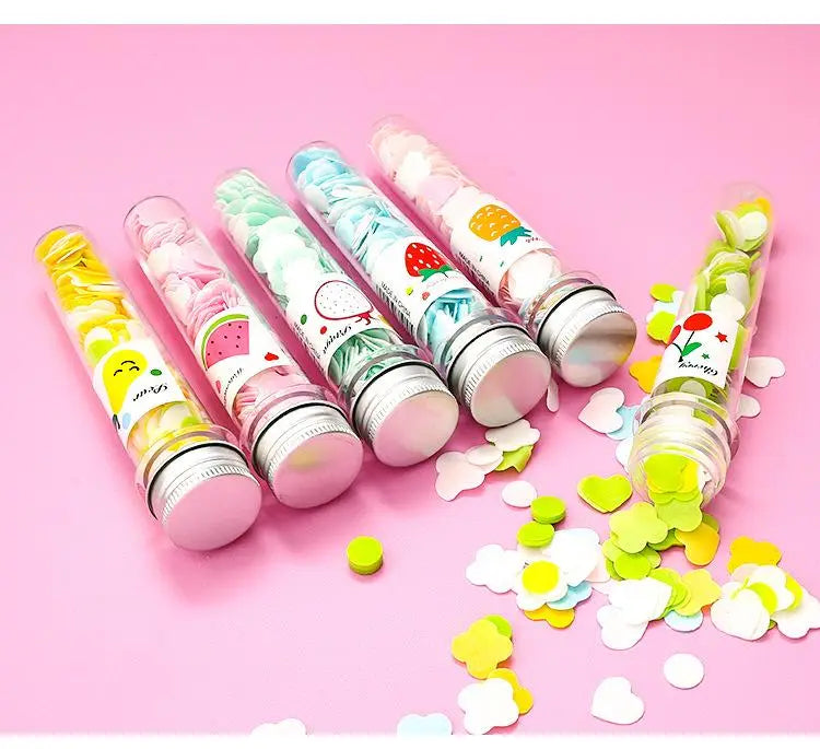 Portable Hand Washing Bath Flower Shape Paper Soap Strips In Test Tube Bottle HP DD