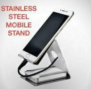 Stainless steel mobile stand with card holder - HalfPe