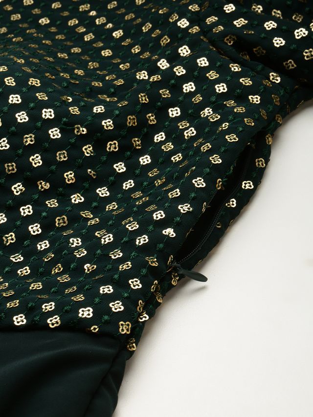 Bollywood Vogue Ready To Wear Green Georgette Embroidered Gown