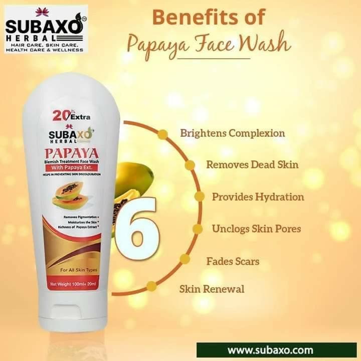 SUBAXO Papaya Herbal Face Wash| Remove Pigmentation & Moisturizes (120ml x 2, Pack of 2) - HalfPe