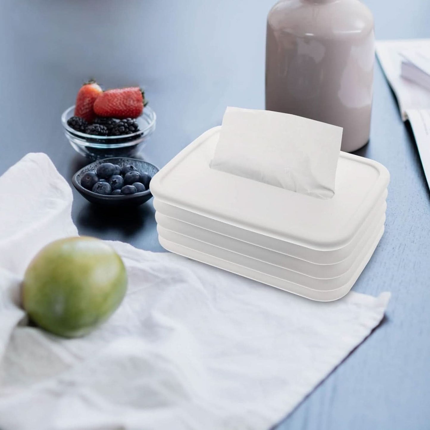 Silicone Tissue Holder Box – Compact Cylinder/Cube Design for Bathroom, Office, Car & Bedroom