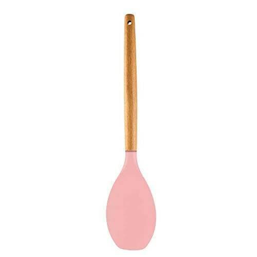 P-plus international premium silicone spatula Flexible & Heat Resistant Rubber Spatula with Wood Handle (pink) - HalfPe