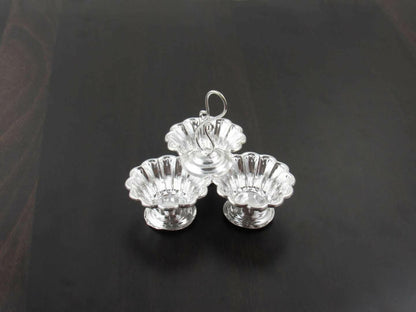 Silver Plated Big Three-in-One Flower Jod Kamal - HalfPe