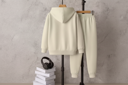 Kids Hooded Sweatshirt & Jogger Set – Superior Duck Print Casual Wear (Cream) Luck Fashion