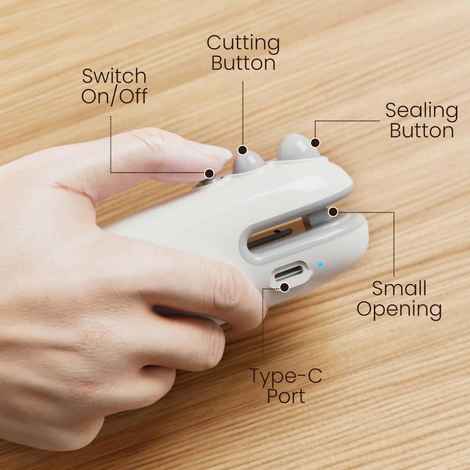 Portronics Locksy 2-in-1 Portable Mini Bag Sealer & Cutter with Type-C Rechargeable Battery, Magnetic Back, Strong Heating Seal Clip & Built-in Sharp Blade for Chips, Snacks & Travel Food Storage Halfpe Deals
