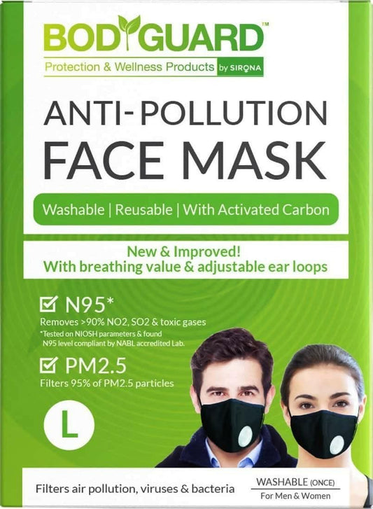 Bodyguard N95 + Pm2.5 Anti Pollution Face Mask With Valve And Activated Carbon (Medium) - HalfPe