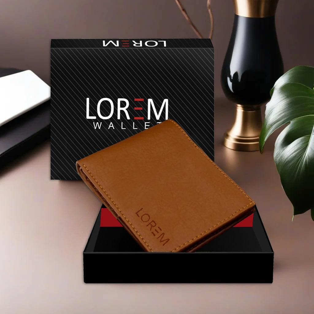 Lorem Tan Card Slot Album Bi-Fold Faux Leather 9 ATM Card Slots Wallet For Men - HalfPe