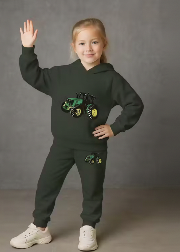 Children's Bold Monster Truck Graphic Hoodie and Matching Sweatpants Set Luck Fashion