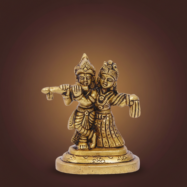 Brass Radha Krishna Idol - 8 cm SUPER