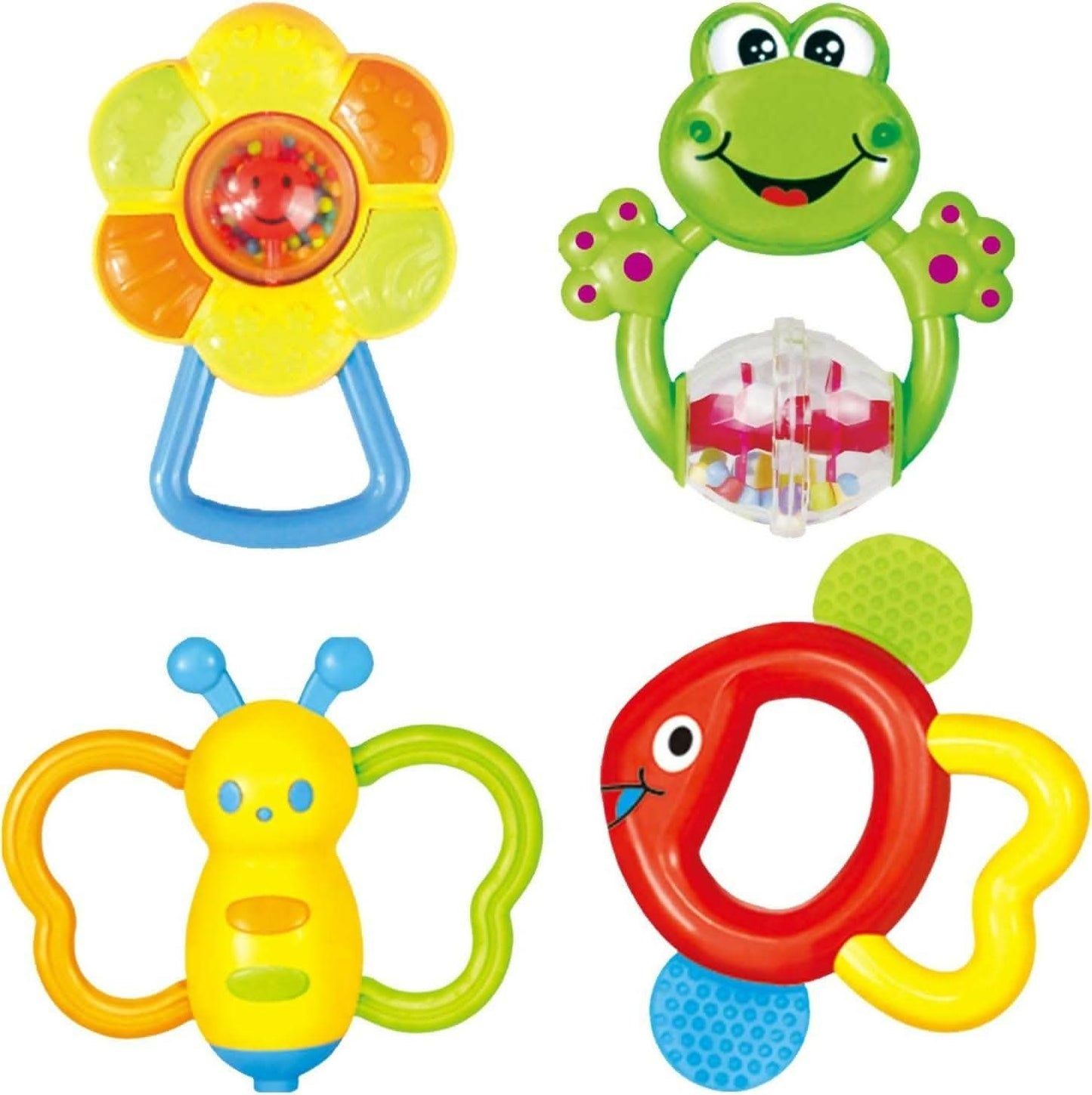 4Pcs Baby Teething Rattles (Multicolour) - HalfPe