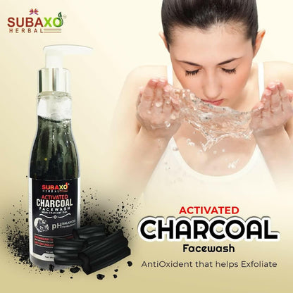 Subaxo Herbal Almond (75 gm Each, Pack Of 2) & Activated Charcoal Herbal Anti Pollution Deep Cleansing Face Wash (100ml,Combo) - HalfPe