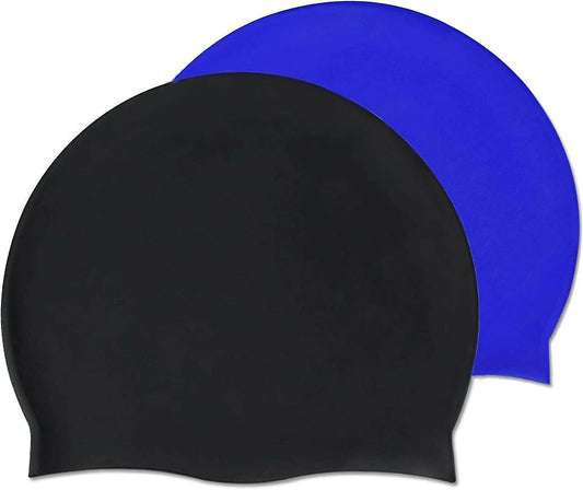 Unisex Adult Silicone Swim Cap Non-Slip Swimming (Pack of 2,Multi Colours) - HalfPe