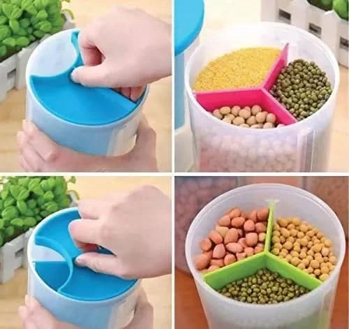 3 in 1 Transparent Air Tight Storage Dispenser Container ABHI Mobiles