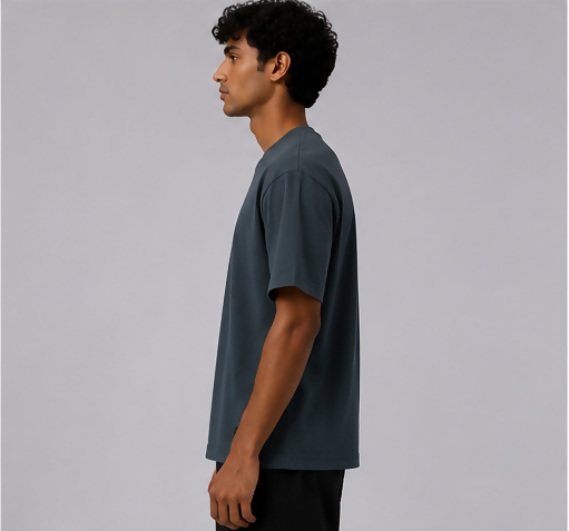HUSTLE Men's Crew Neck Relax Fit Tees - Charcol Gray
