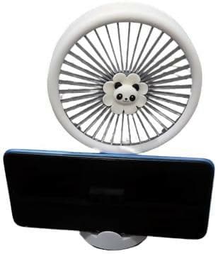 Portable Rechargeable USB Mini Hand Fan With Stand Holder (Grey White) - HalfPe