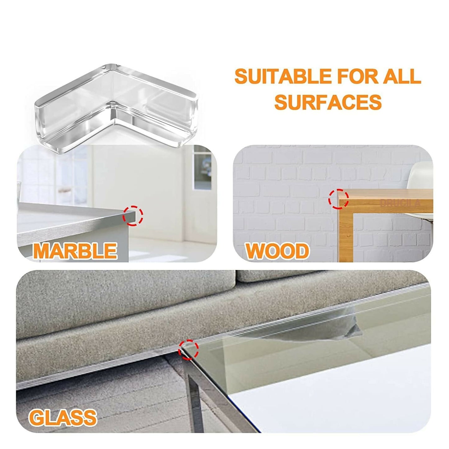 Clear Corner Protectors for Baby Safety (Pack of 4) Transparent Furniture Edge & Table Guards Soft Cushion Bumpers to Prevent Injuries from Sharp Corners
