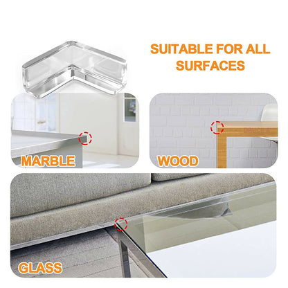 Clear Corner Protectors for Baby Safety (Pack of 4) Transparent Furniture Edge & Table Guards Soft Cushion Bumpers to Prevent Injuries from Sharp Corners