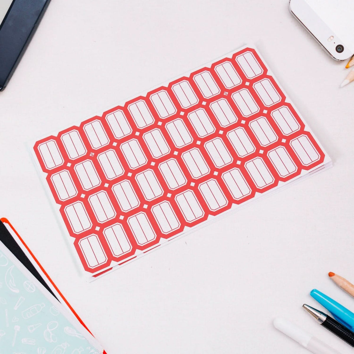 Multipurpose Blank Label Sticker Sheets Red Border Self-adhesive Writable Stickers For Bottles (50 Sheet) HP DD