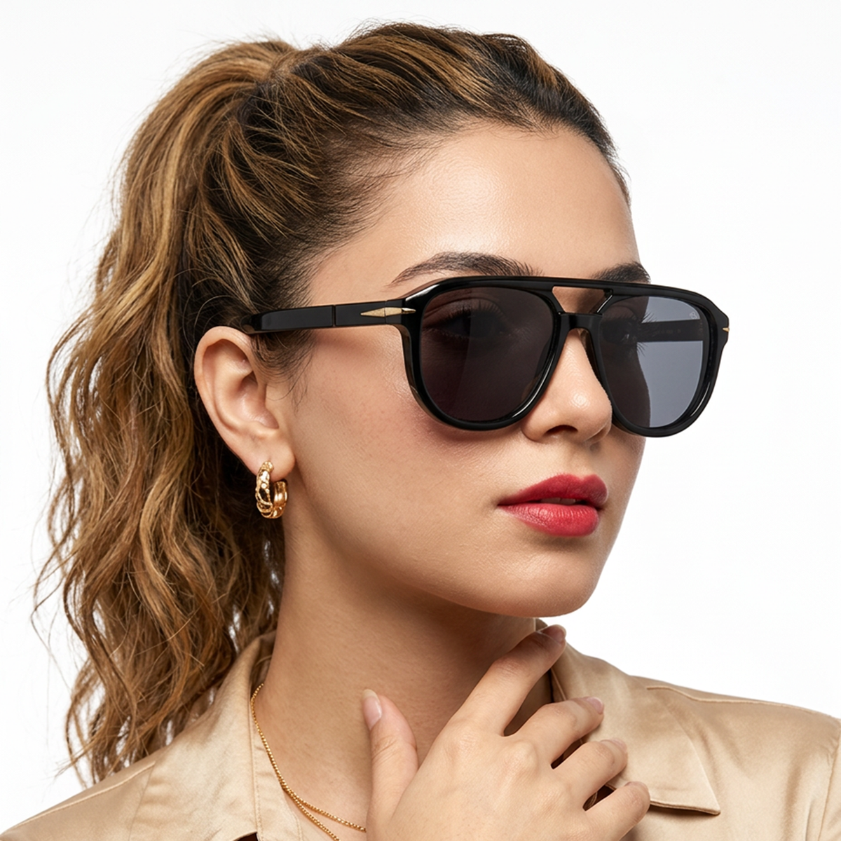 Eyejack Black Wayfarer Sunglasses for Men and Women - Style 2159 - worn by a male model (image 3)