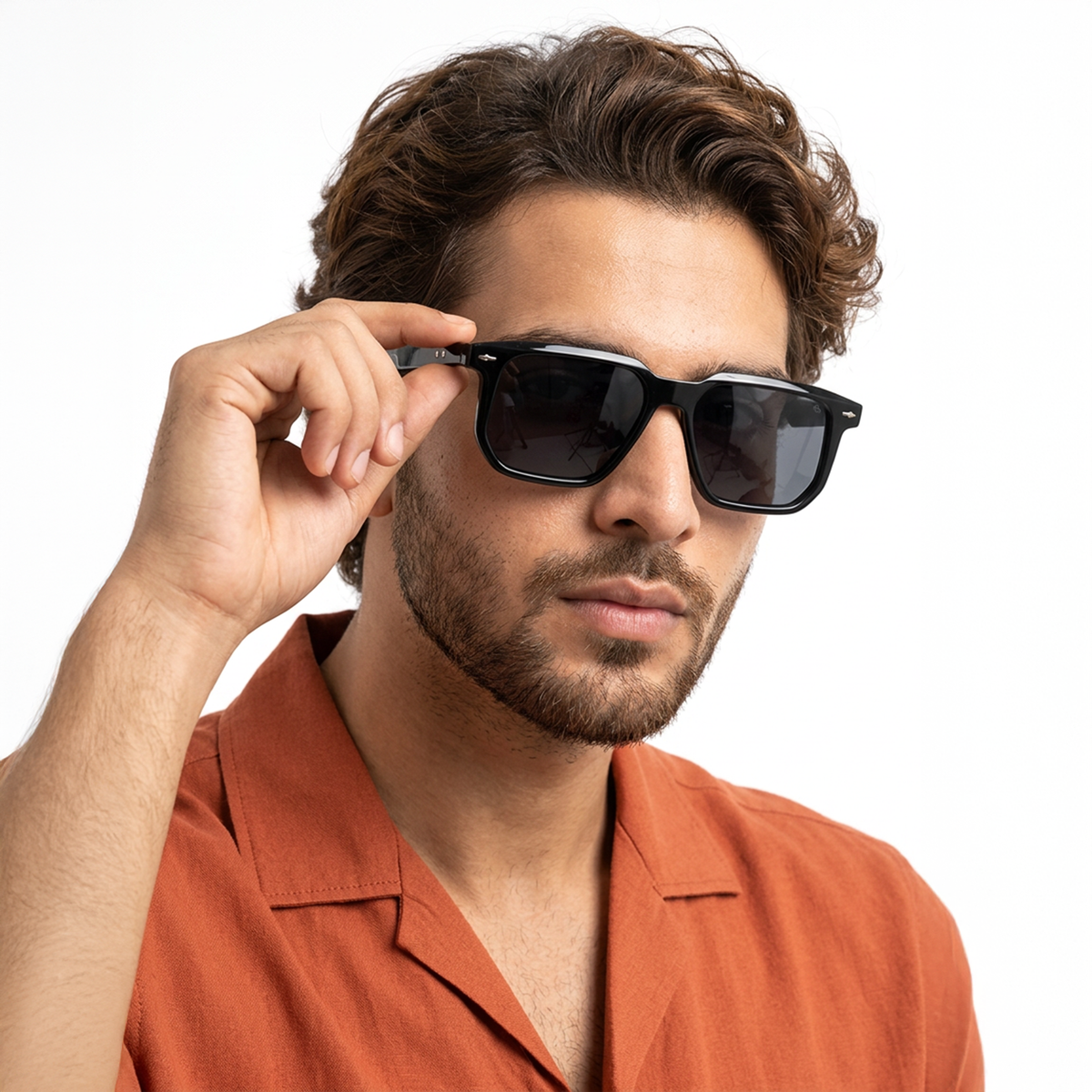 Eyejack Black Wayfarer Sunglasses for Men and Women - Style 2169 - worn by a male model (image 1)