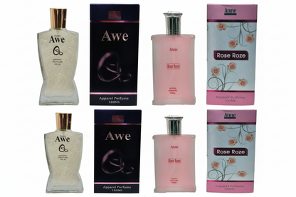 Aone AweQ Perfume and Rose Roze Perfume 100ml each (pack of 4, 400ml) Gimanifragrances
