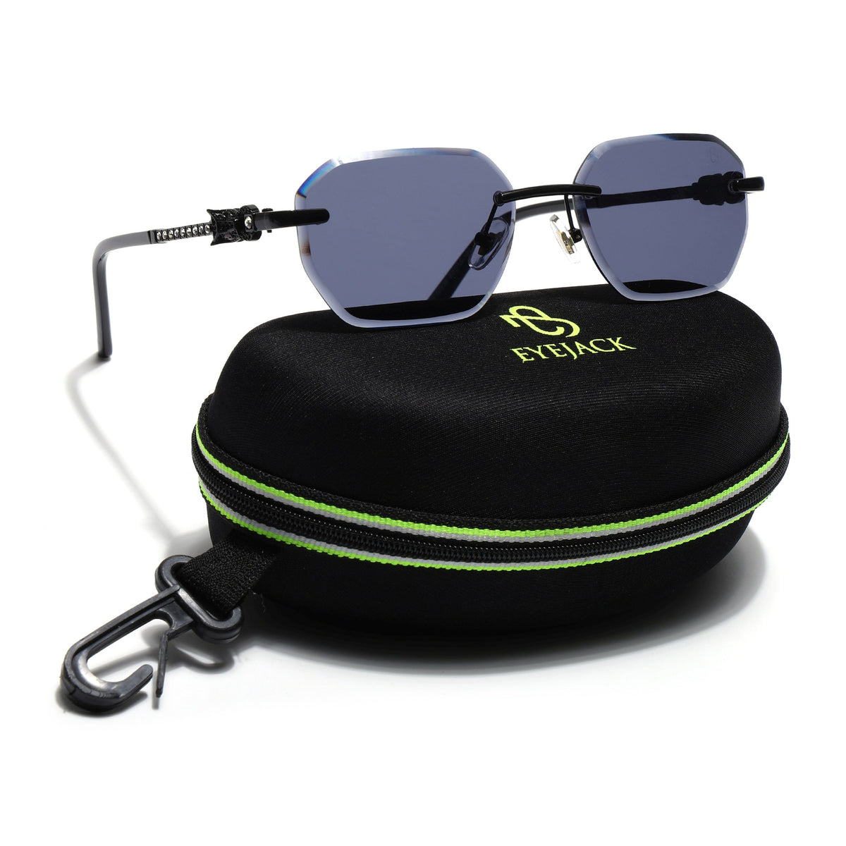 Essence Clarity Black Rimless Sunglasses for Men and Women - view 10