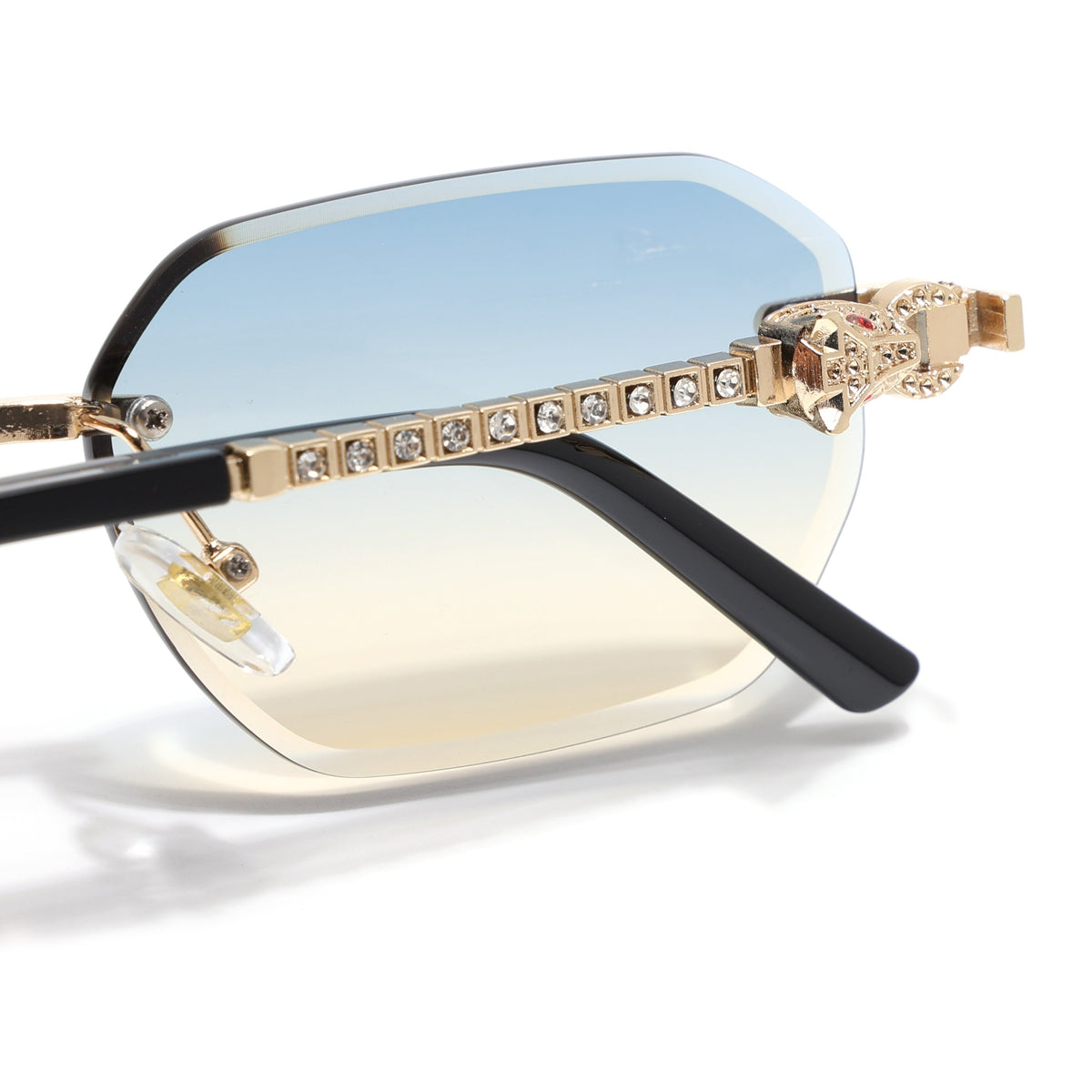 Essence Clarity Golden Rimless Sunglasses for Men and Women - Style 2529 - view 7