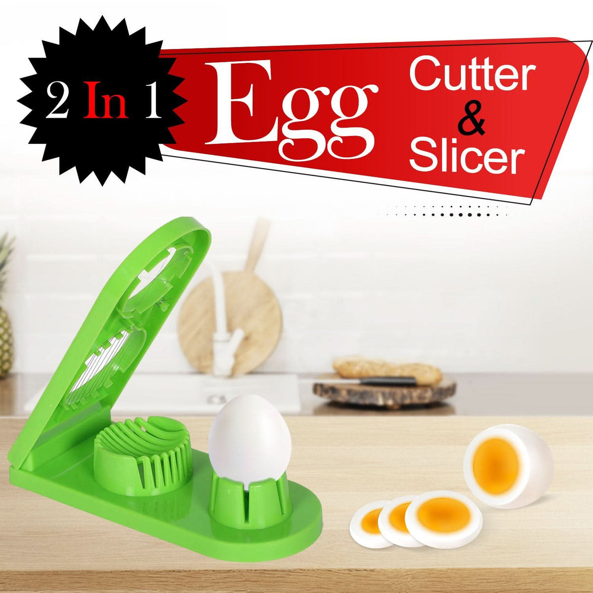 2-in-1 Egg Cutter with Stainless Steel Wire Easy Slicing Tool HP DD