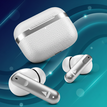 boAt Airdopes 111v2, Leather Finish, Bluetooth TWS in Ear Earbuds Wireless Earphones with mic ((Ivory White)