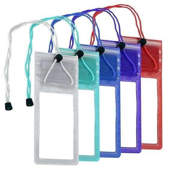 Waterproof Clip Lock Design Mobile Pouch with Hanging Strap Rain Pouch Suitable for Smartphones Size Up to 6.5 Inches (Multi-color, Pack of 5) - HalfPe