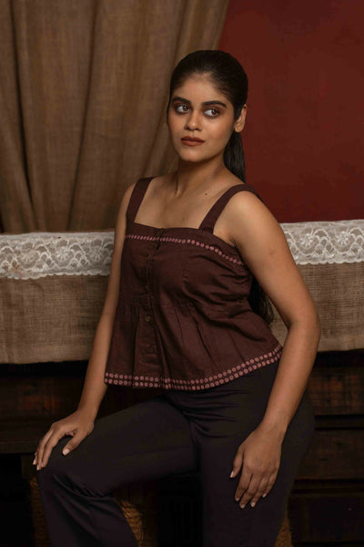 Women’s Square Neck Waist Length Cotton Cami Top Studio Sienna