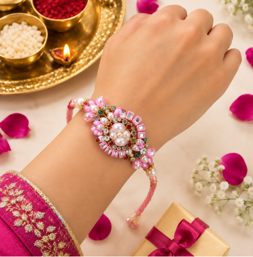 Designer Bhaiya Bhabhi Lumba Rakhi Combo Pack – Multi-Color Handcrafted (Set of 2)