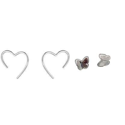 Romantic and Playful: Heart and Butterfly Earrings Set