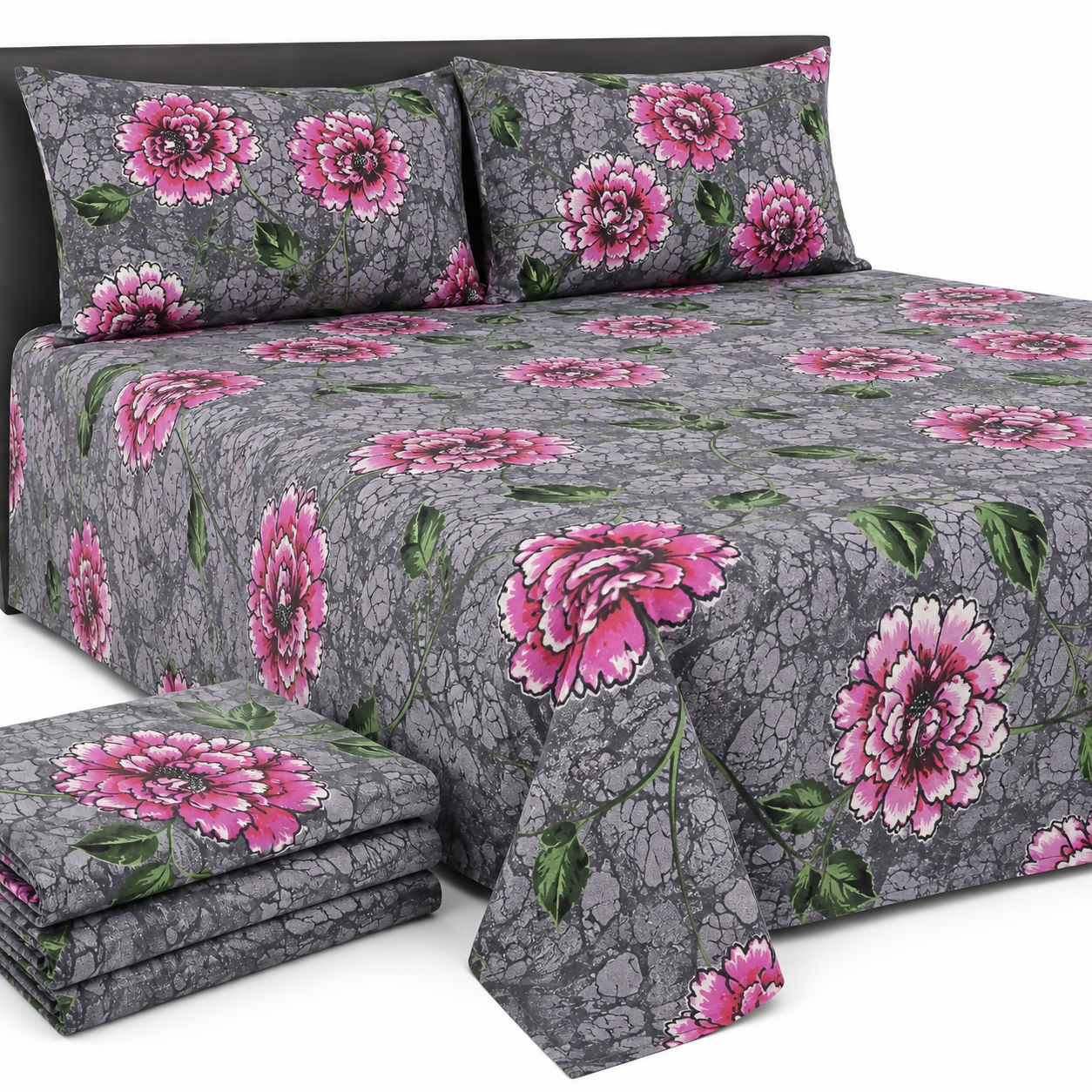 Royal Double Bedsheet Set, Double Bed Bedsheet with 2 Pillow Covers, 220 x 240 cm Bedsheet Set