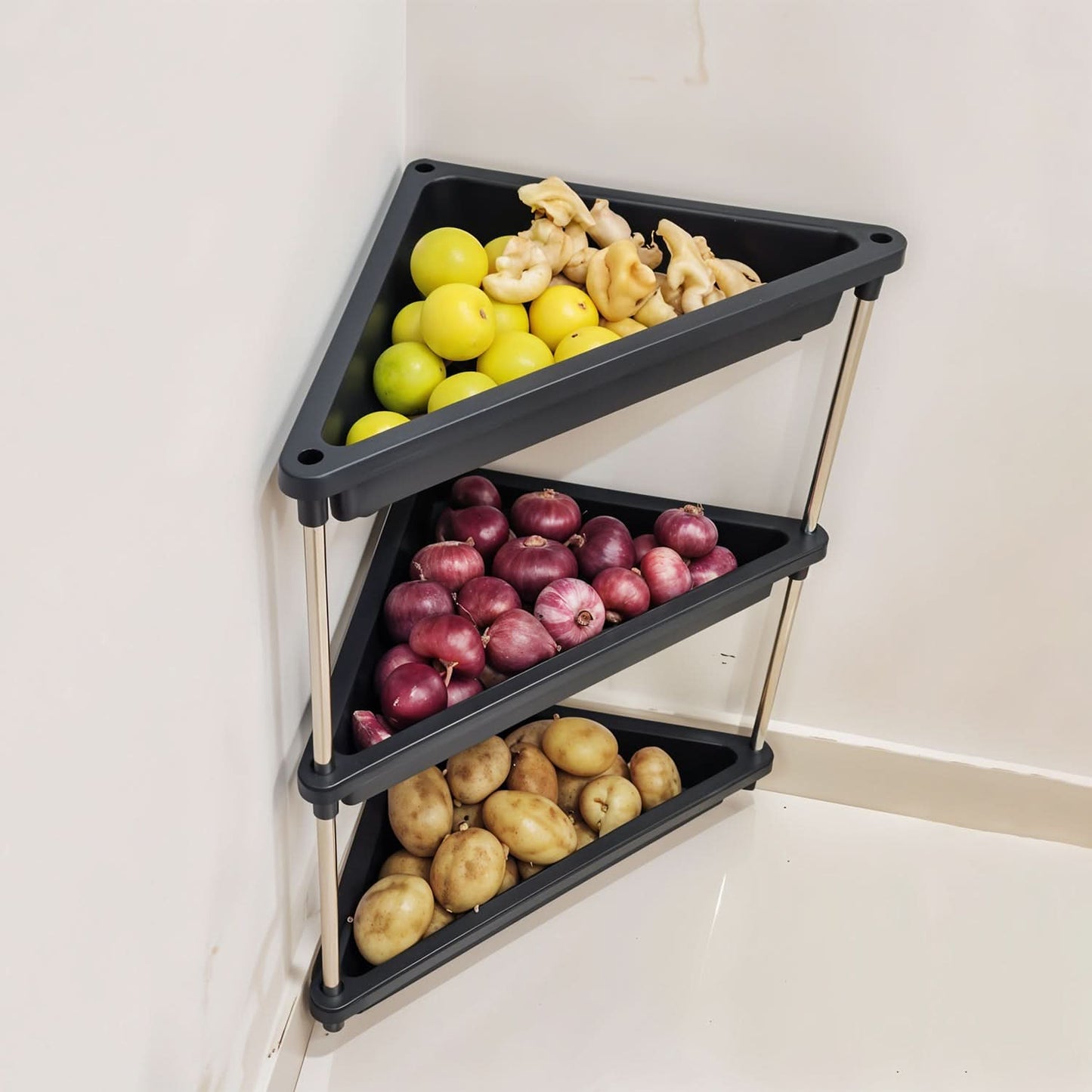 3-layer Multipurpose Plastic Corner Storage Rack