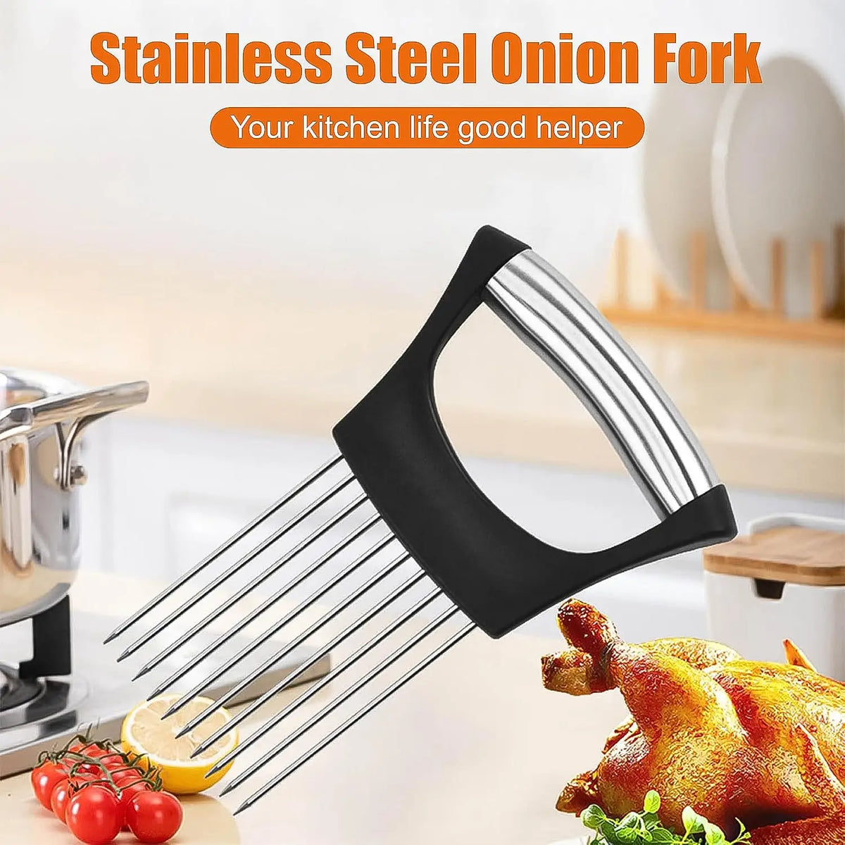 Stainless Steel Onion Cutter  Vegetable Slicer Holder Tool (1 Pc) HP DD