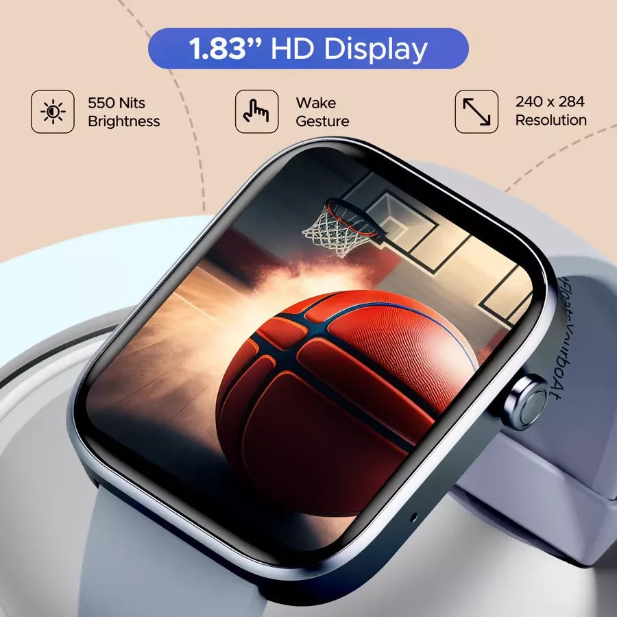 boAt Wave Call 2 Smartwatch with 1.83” HD Display & BT Calling – Warm Grey Halfpe Deals