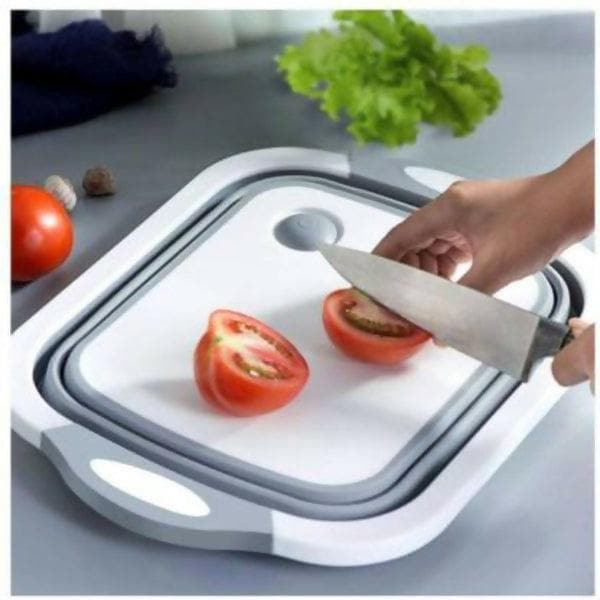 3 in 1 Collapsible Chopping Board Wash Strain Drain Dish Sink Basket Tub - HalfPe