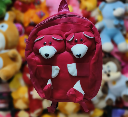 Double-Faced Teddy Plush School Bag for Kids (Rose)