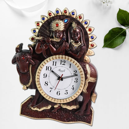 Analog Wall Clock with Radha Krishna Frame – Stylish & Spiritual Décor