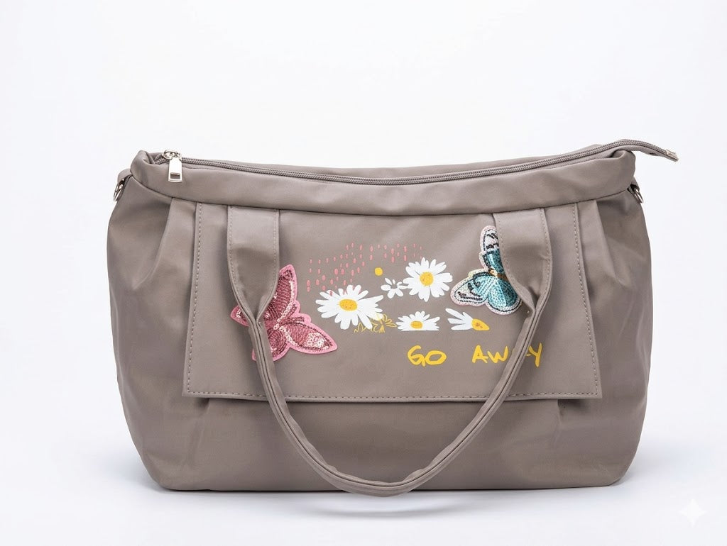 Buddy Cares Women Floral & Butterfly Embroidered Shoulder Bag | Adjustable Crossbody Strap – Brown – view 3 – Buddy Cares