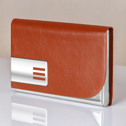 LOREM WL607 – Tan Metal Card Holder Wallet | Compact, Stylish & Secure with Magnetic Closure