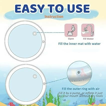 Inflatable Baby Water Play Mat Leakproof Tummy Time Toy & Fun Activity Center for Kids – Indoor & Outdoor Use, Multicolour (Pack of 1)