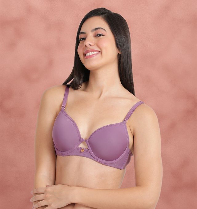 Susie 3/4th Coverage Chinese Violet Lace Neckline With Centre Keyhole Adjustable Detachable MultiwayPadded Wired Bra