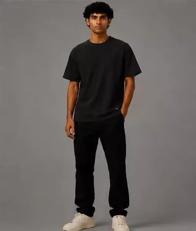 HUSTLE Black Oversized Plain T-Shirt